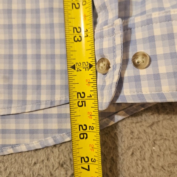 Poncho Western Button Down Fishing Shirt 3XL Blue White Checkered Long Sleeve - Picture 6 of 7